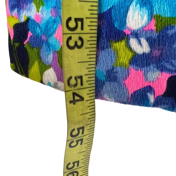 Vintage 60s Handmade Barkcloth Blue Floral Short Sleeve Full Length Dress Medium - Picture 6 of 9